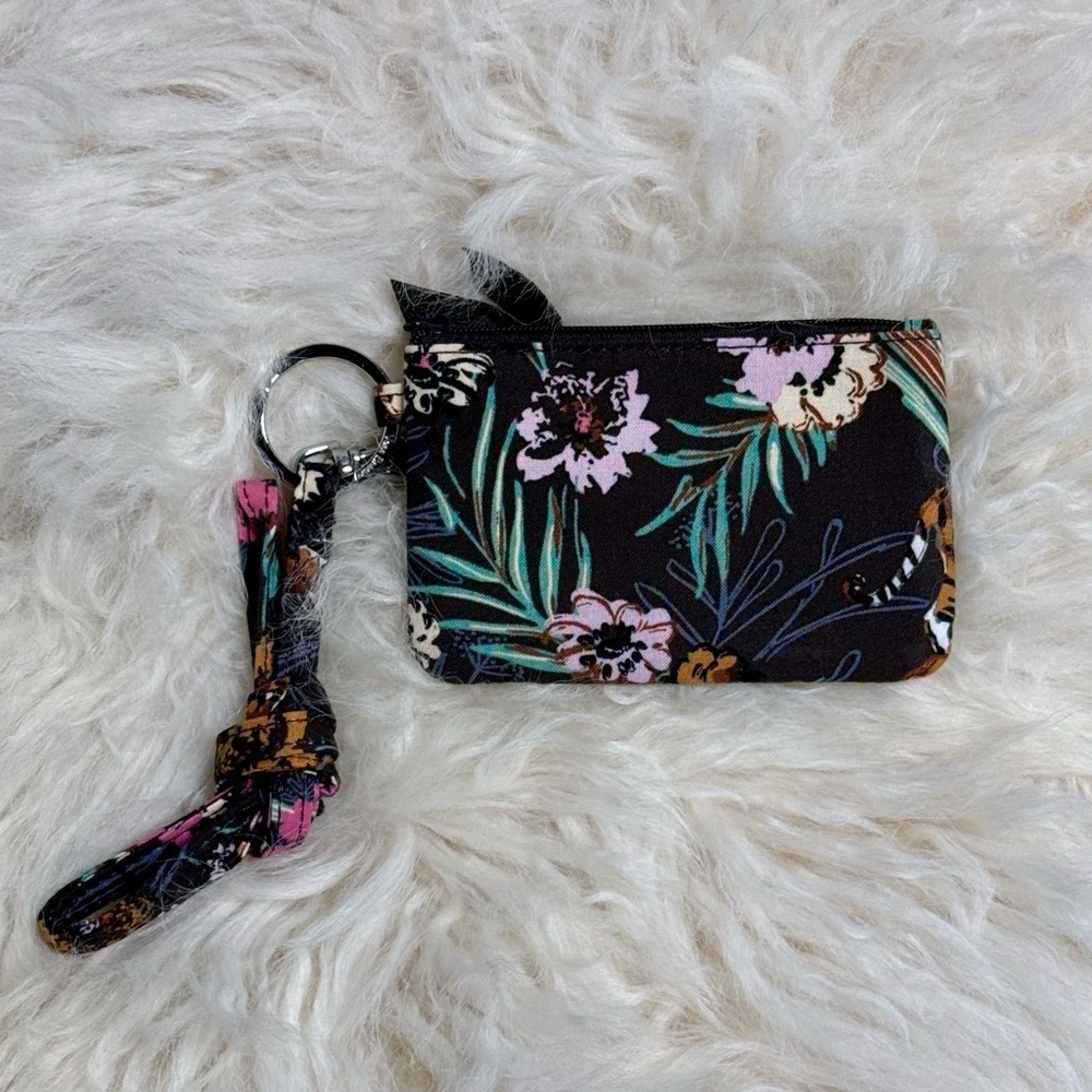 Vera Bradley Bali Jungle Black Floral ID and Card Holder Wallet and Lanyard NWOT - Picture 4 of 5